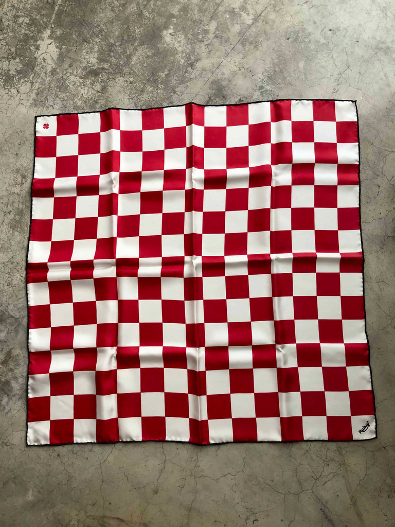 Ruby Silk Scarf – Racing Checker Red/White (Deadstock)