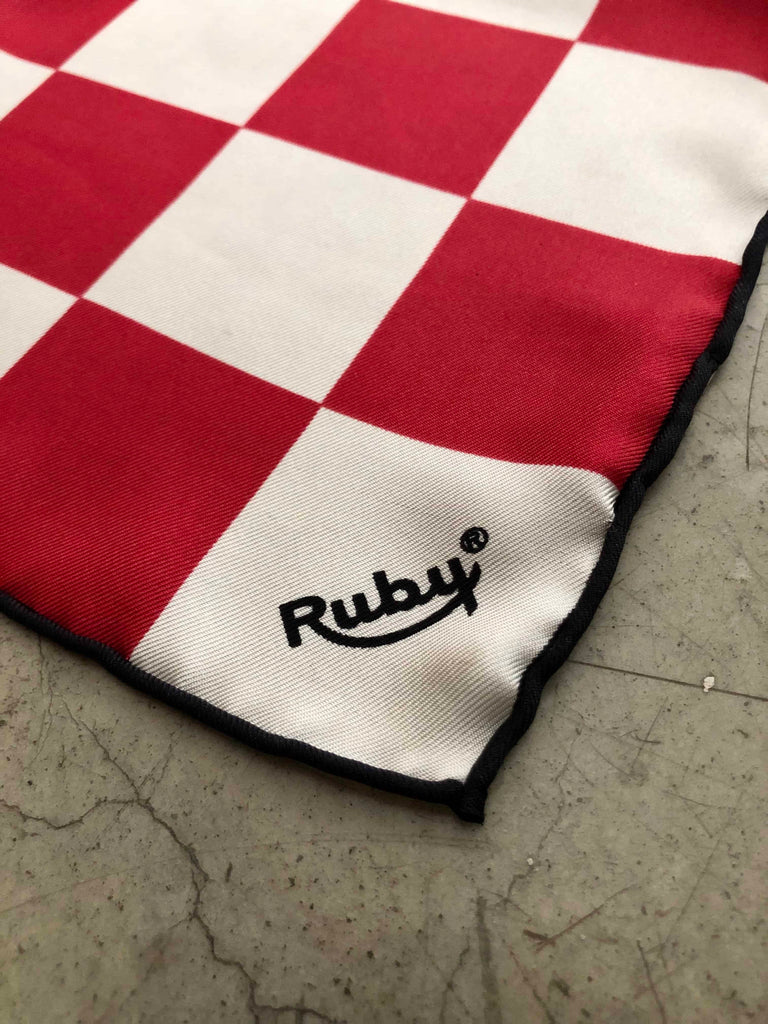Ruby Silk Scarf – Racing Checker Red/White (Deadstock)