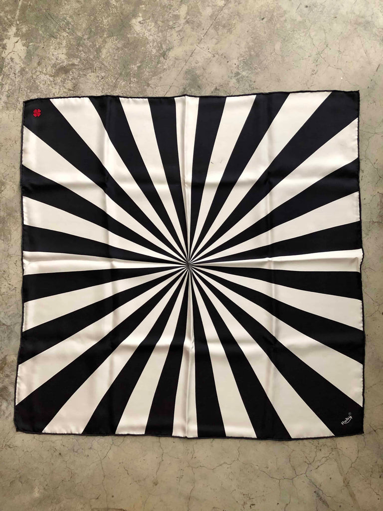 Ruby Silk Scarf – Sunburst Optical (Deadstock)