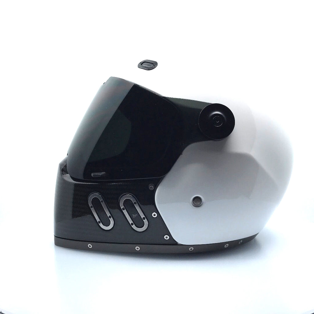 Qwart - Phoenix Custom White Glossy Carbon Mask - ANGRY LANE