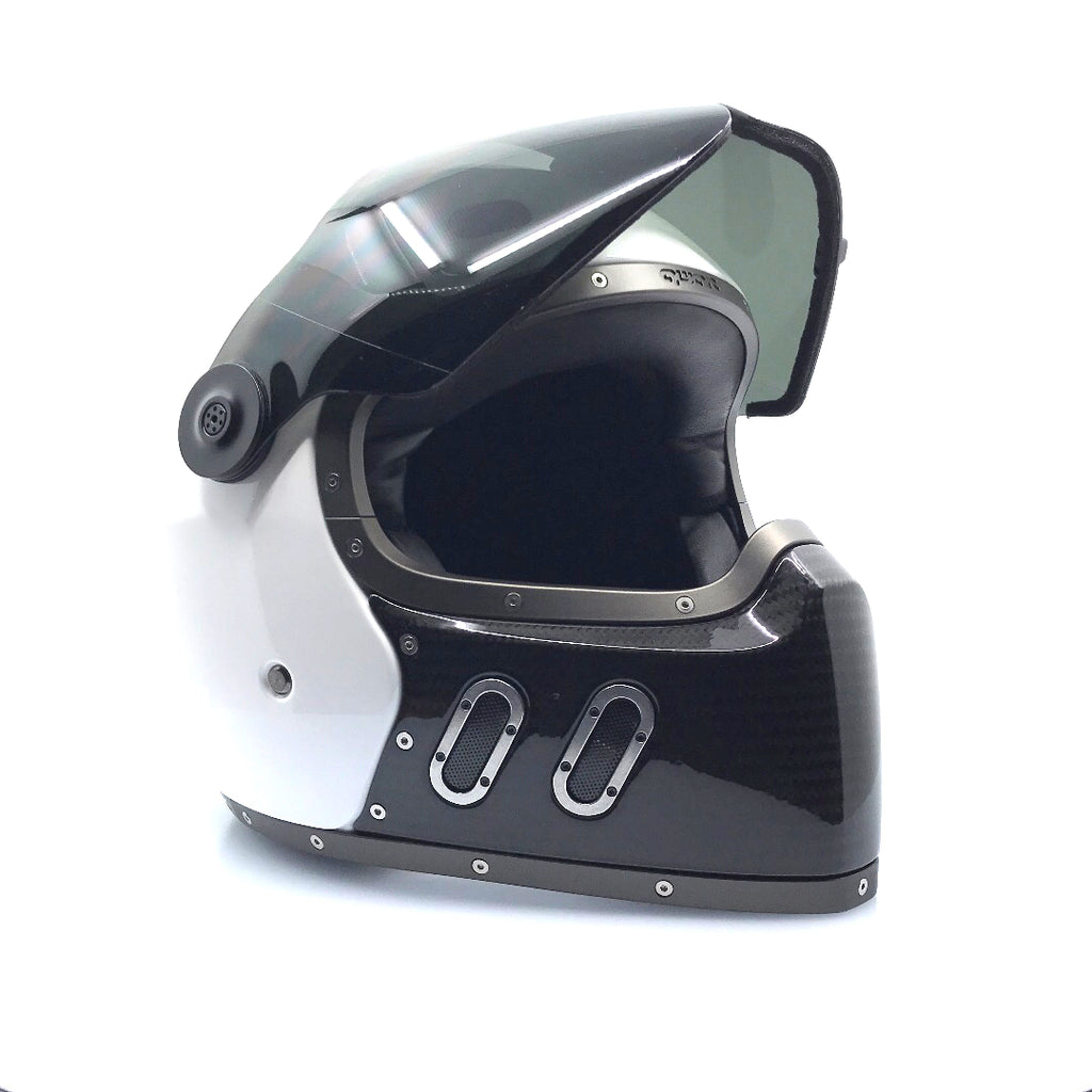 Qwart - Phoenix Custom White Glossy Carbon Mask - ANGRY LANE