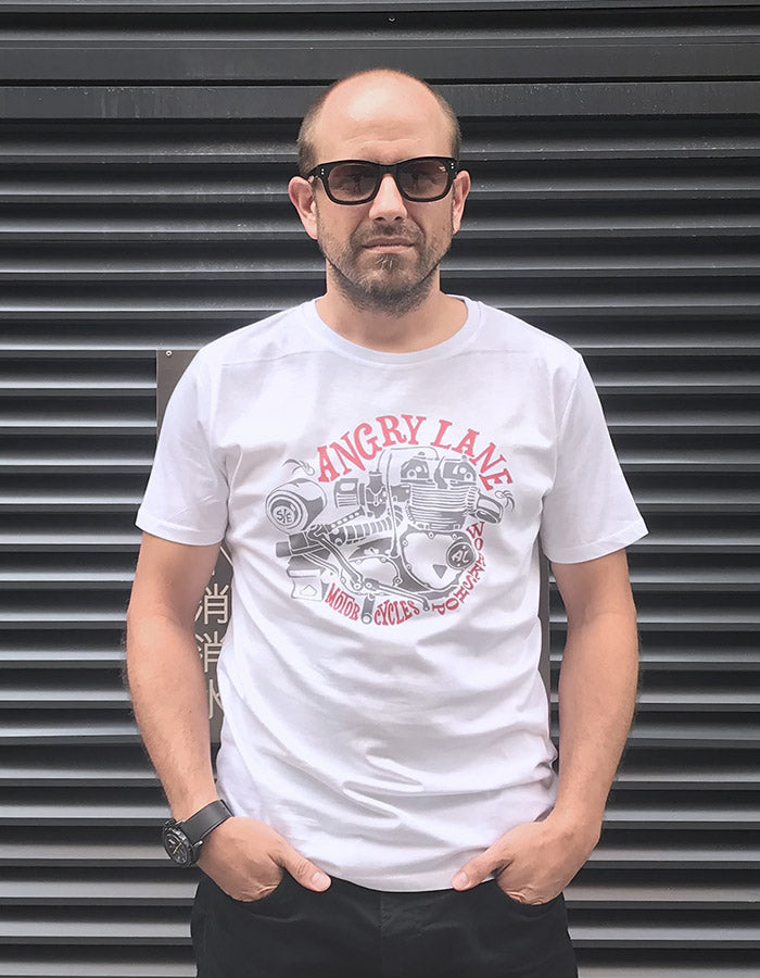 Engine White T-shirt - ANGRY LANE