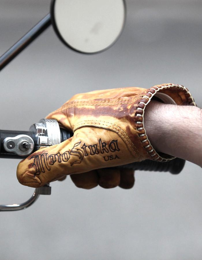 MotoStuka Leather Gloves - BlackHeart - ANGRY LANE