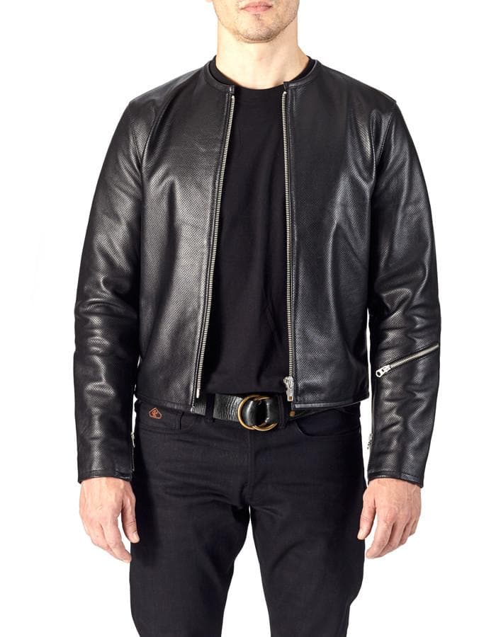 1/4 MILE - Full Perforated Leather Jacket - ANGRY LANE