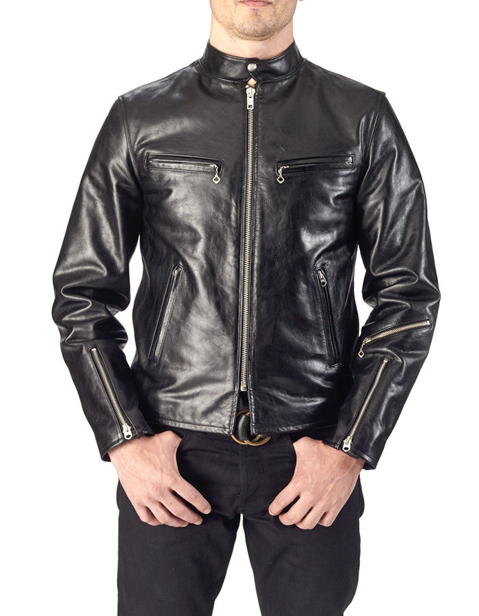 ENDURANCE - Leather Cafe Racer Jacket - ANGRY LANE