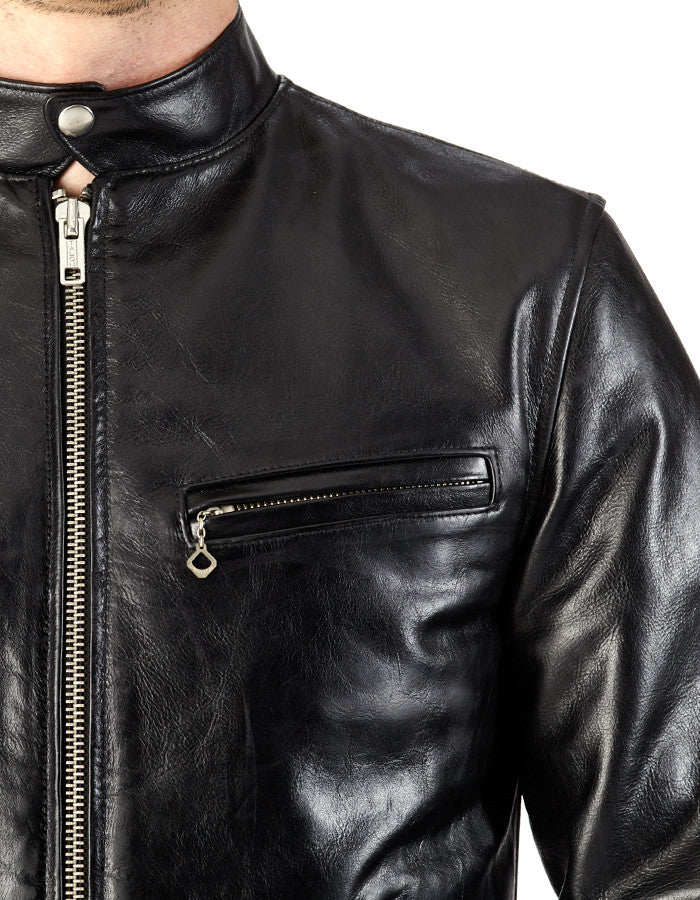 ENDURANCE - Leather Cafe Racer Jacket - ANGRY LANE