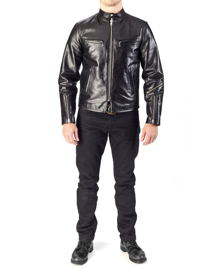 ENDURANCE - Leather Cafe Racer Jacket - ANGRY LANE