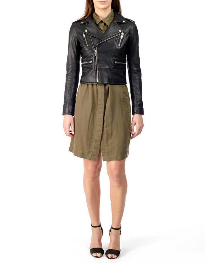 BIRDY - Cropped Leather Biker Jacket - ANGRY LANE