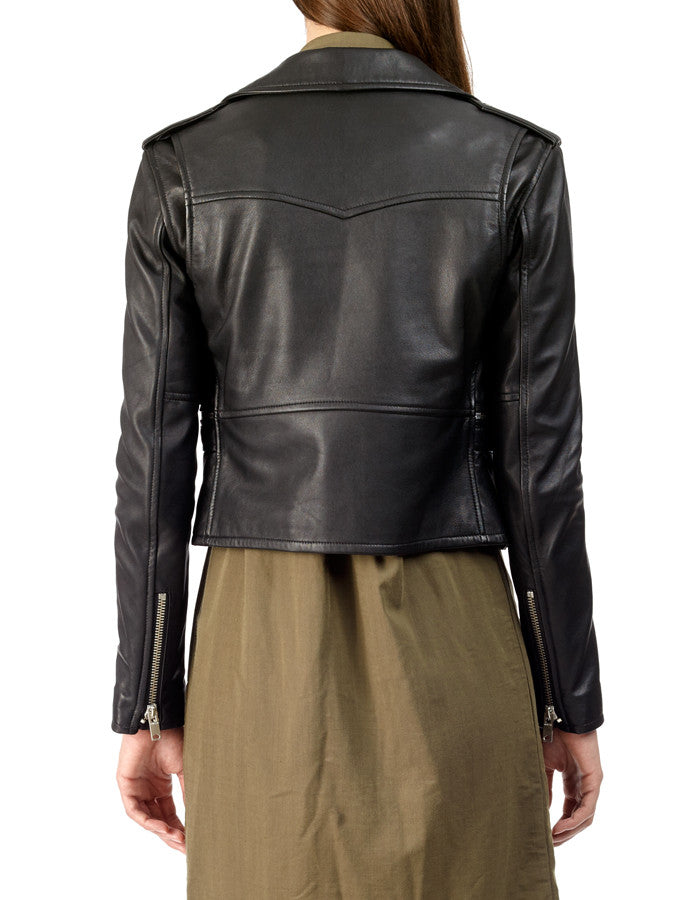 BIRDY - Cropped Leather Biker Jacket - ANGRY LANE