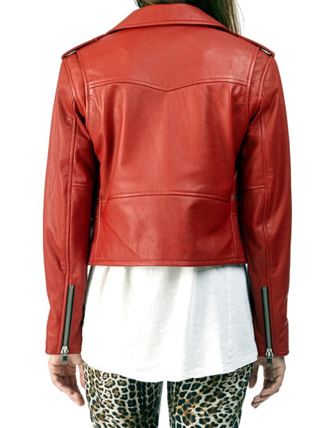 BIRDY - Cropped Leather Biker Jacket - ANGRY LANE