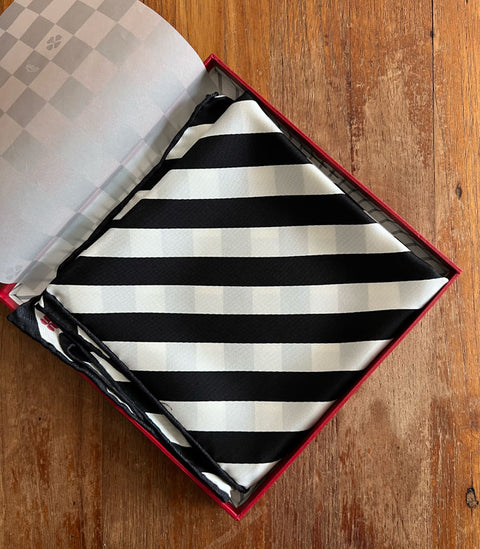 Ruby Silk Scarf – Diagonal Speed Stripe (Deadstock)