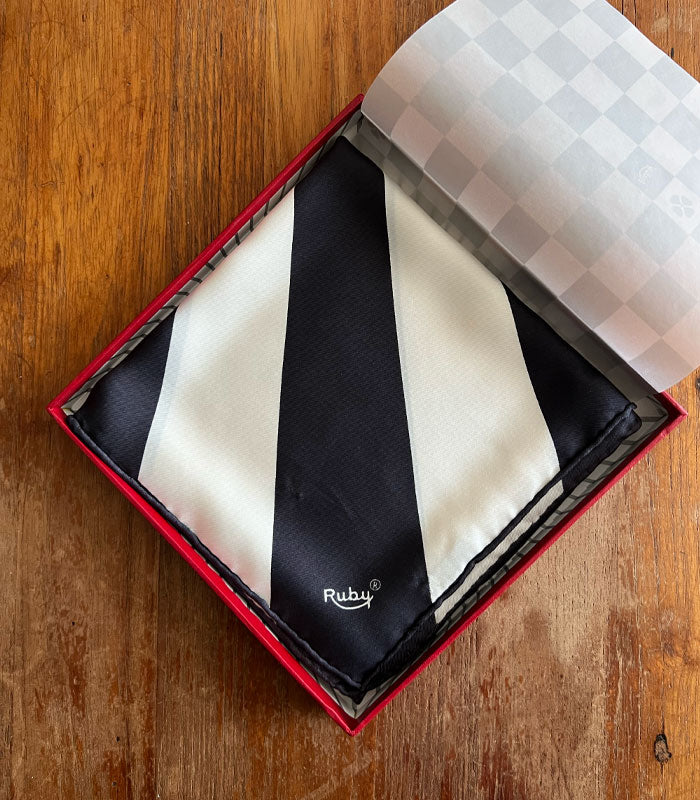 Ruby Silk Scarf – Sunburst Optical (Deadstock)